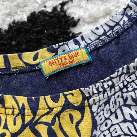 Hurry! Store Close Next WOne Of Kind Japenese Brand Betty's Blue Indigo LogoTank - Picture 3 of 5